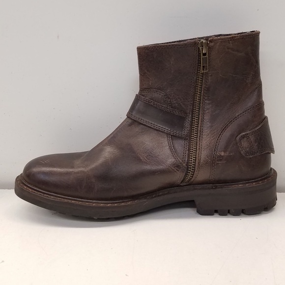 Franco Fortini Borris Genuine Leather Ankle Zip Buckle Boots - Picture 3 of 6